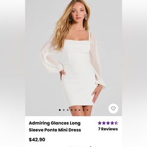 Bishop sleeve white mini bridal dress